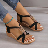 Elena - Comfortabele Wedgesandalen met Elegant Strass Design
