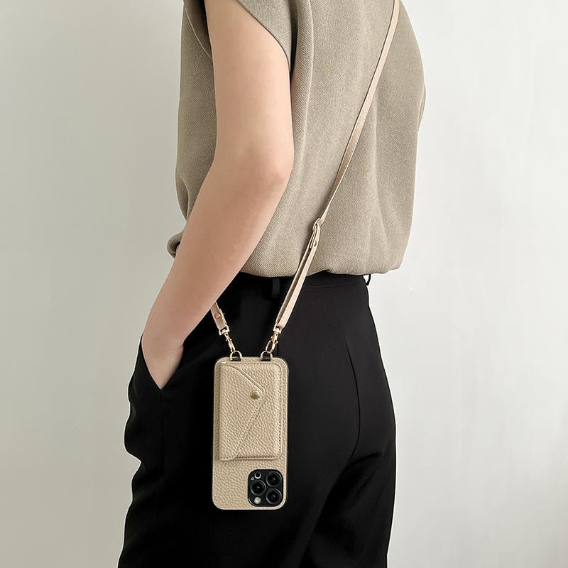 LuxSling - Premium Leren Crossbody iPhone Hoes met Kaartvak