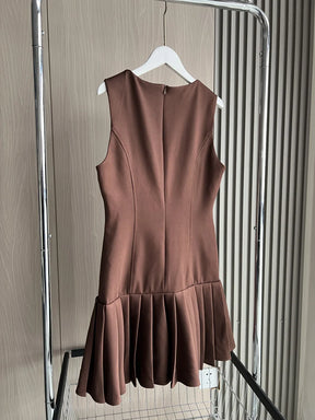 Elodie - Trendy Mouwloze Mini Jurk met Plooirok en Strakke Taille