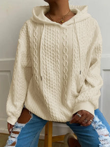 Dames Winter Hoodie met Lange Mouwen in Kabelbreisel | Losse Pasvorm