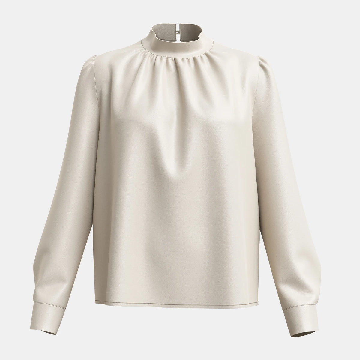 Clara - Elegante Blouse met Opstaande Kraag en Pofmouwen