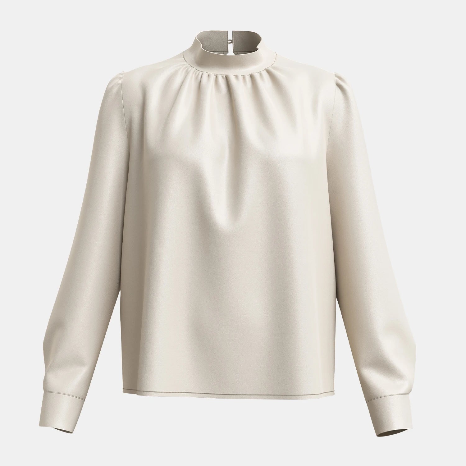 Clara - Elegante Blouse met Opstaande Kraag en Pofmouwen