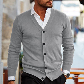 Heren V-Hals Gebreid Cardigan | Voorkant Knopen