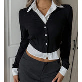 Victoria - Chique Tweedelige Blouse met Cropped Cardigan