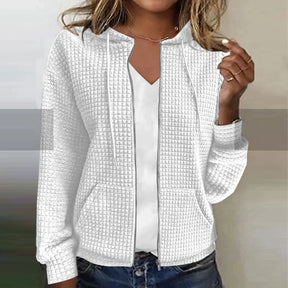 Nora - Dames Hoodie met Ruitpatroon en Rits