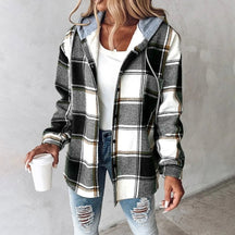Dames Gezellige Geruite Hoodie Jas | Stijlvolle Warmte