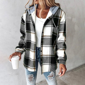Dames Gezellige Geruite Hoodie Jas | Stijlvolle Warmte