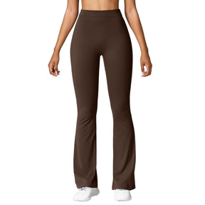 Mila – Flared Sportlegging met Scrunch Detail en Hoge Taille
