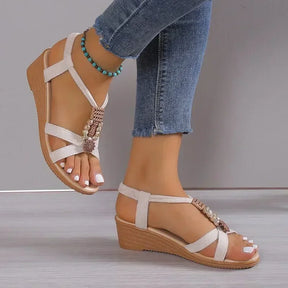 Elena - Comfortabele Wedgesandalen met Elegant Strass Design