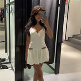 Celeste - Luxe Witte Mini Jurk met Strakke Snit en Chique Details