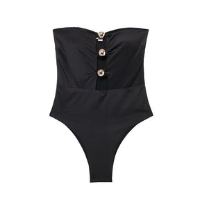 Amara - Strapless Cut-Out Bodysuit met Gouden Details