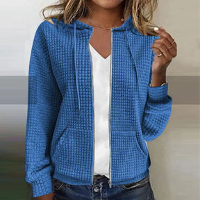 Nora - Dames Hoodie met Ruitpatroon en Rits