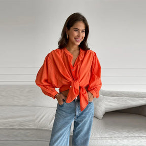 Eléa – Elegante vloeiende blouse met pofmouwen