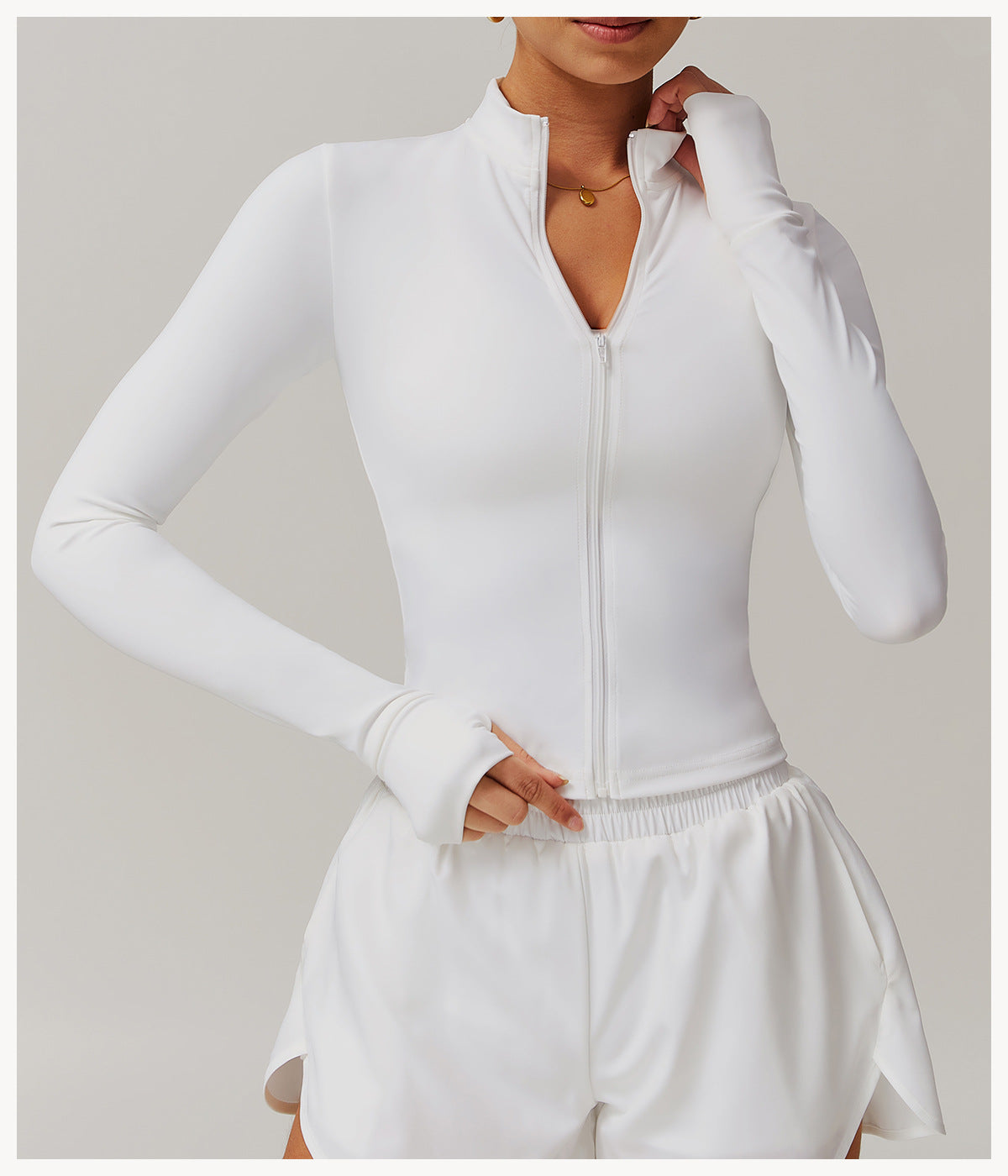 Elise – Strakke Sportieve Zip-up Top met Lange Mouwen