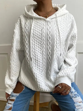 Dames Winter Hoodie met Lange Mouwen in Kabelbreisel | Losse Pasvorm