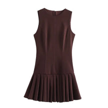 Elodie - Trendy Mouwloze Mini Jurk met Plooirok en Strakke Taille