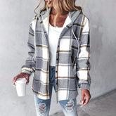 Dames Gezellige Geruite Hoodie Jas | Stijlvolle Warmte