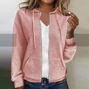 Nora - Dames Hoodie met Ruitpatroon en Rits
