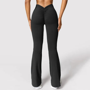 Mila – Flared Sportlegging met Scrunch Detail en Hoge Taille