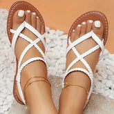 Lia - Handgemaakte Gevlochten Leren Sandalen met Gladiator Design