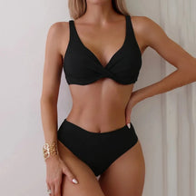 Emma - Comfortabele Twist-Voorkant Bikini met Hoge Taille