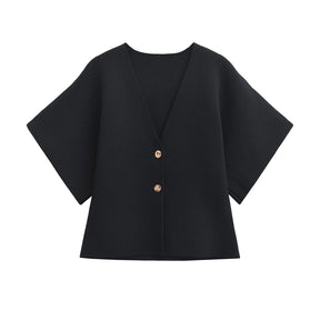 Sophie - Stijlvolle Minimalistische Knopenblouse van Zachte Stof