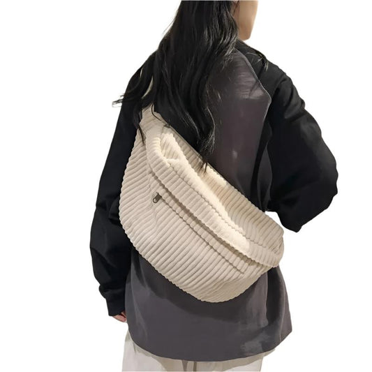 CorduroyVibe - Trendy Crossbody Tas met Zachte Ribstof