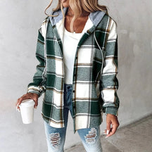 Dames Gezellige Geruite Hoodie Jas | Stijlvolle Warmte