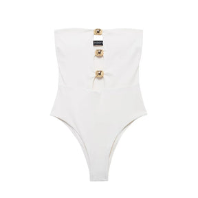 Amara - Strapless Cut-Out Bodysuit met Gouden Details