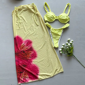 Mila - Elegante Balconette Bikini met Bloemenprint Strandrok