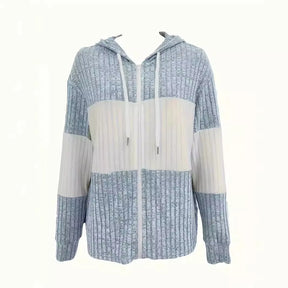 Dames Hoodie met Kleurenblokken en Gestreepte Rits | Losse Pasvorm & Comfortabel