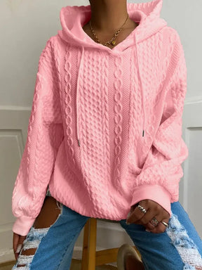 Dames Winter Hoodie met Lange Mouwen in Kabelbreisel | Losse Pasvorm