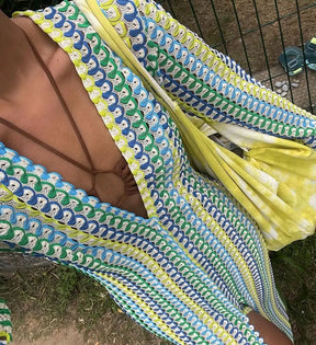 Nina - Elegante Gehaakte Maxi Jurk met Diepe V-hals