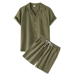 Milan - Casual Linnen Kleding Set met Knoopsluiting en Shorts