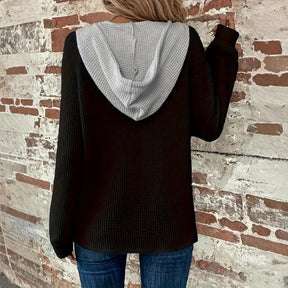 Dames Gebreide Hoodie Trui met Knoopdetails | Gezellig & Warm