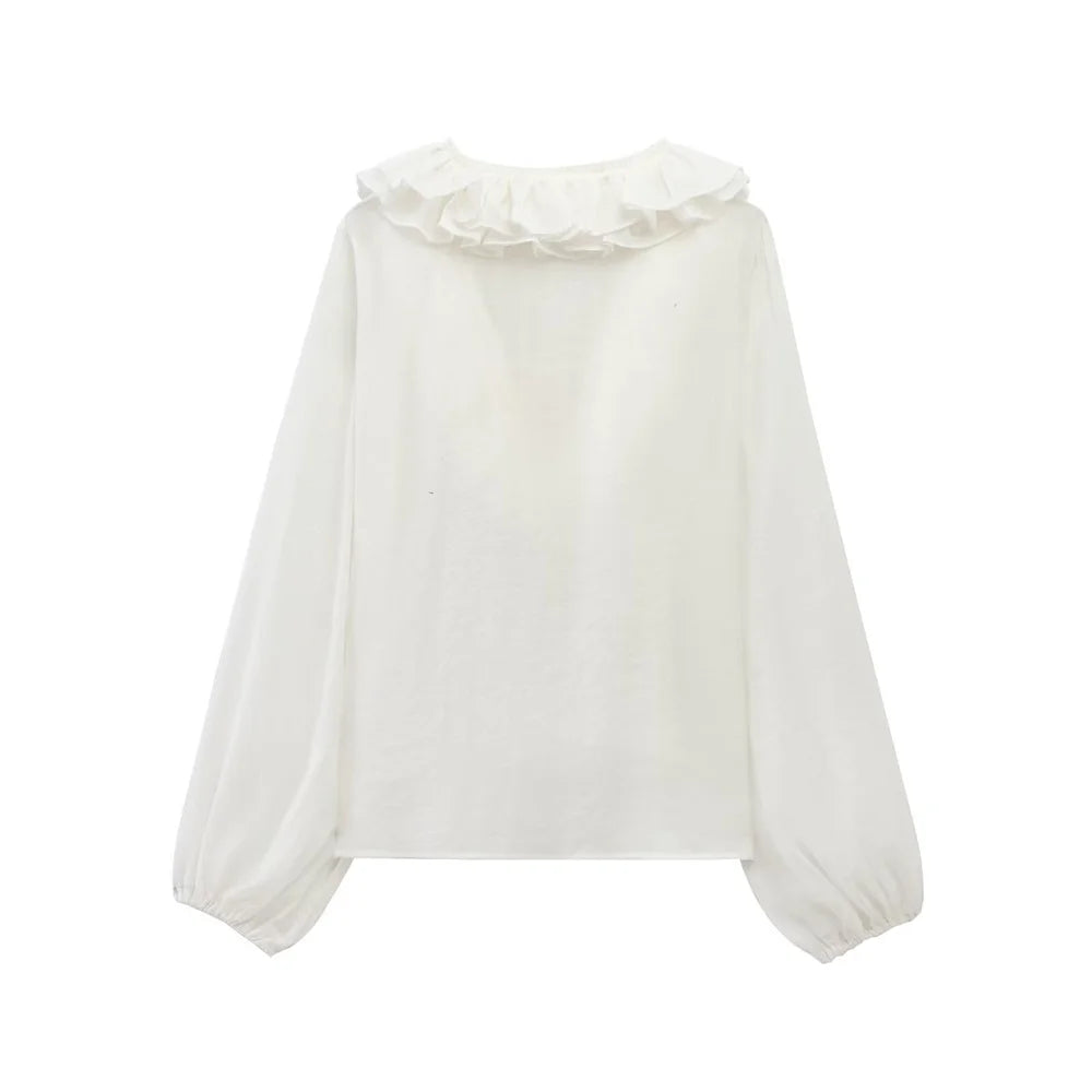 Charlotte - Bohemian Ruffle Blouse met Diepe Halslijn