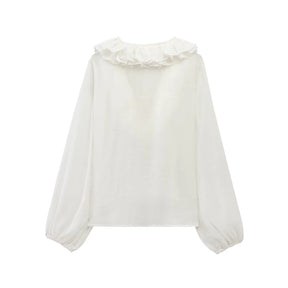 Charlotte - Bohemian Ruffle Blouse met Diepe Halslijn