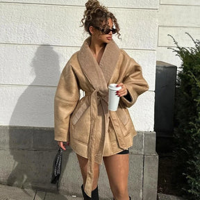 Olivia - Elegante en Warme Nepbont Gevoerde Leren Jas