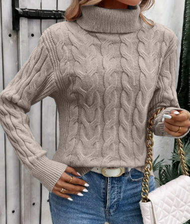 Dames Kabelgebreide Coltrui | Warme Wintertrui