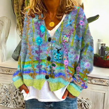 Dames Artistieke Bloemen Cardigan | Boho Stijl