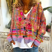 Dames Artistieke Bloemen Cardigan | Boho Stijl