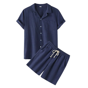 Milan - Casual Linnen Kleding Set met Knoopsluiting en Shorts