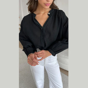 Eléa – Elegante vloeiende blouse met pofmouwen