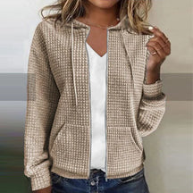 Nora - Dames Hoodie met Ruitpatroon en Rits