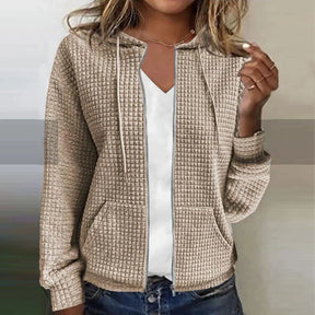 Nora - Dames Hoodie met Ruitpatroon en Rits