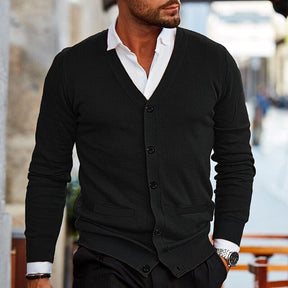 Heren V-Hals Gebreid Cardigan | Voorkant Knopen