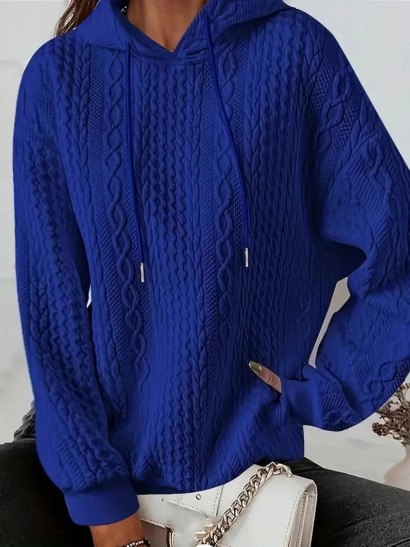 Dames Winter Hoodie met Lange Mouwen in Kabelbreisel | Losse Pasvorm
