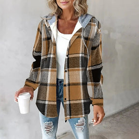 Dames Gezellige Geruite Hoodie Jas | Stijlvolle Warmte