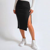 Olivia- Elegante Midi Rok met Hoge Taille en Split