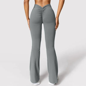 Mila – Flared Sportlegging met Scrunch Detail en Hoge Taille